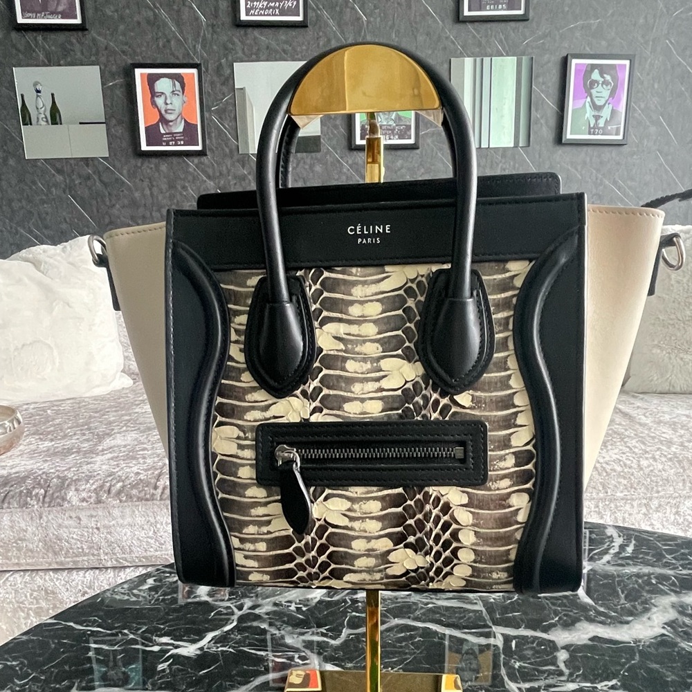 Céline Nano Black Python Watersnake Crossbody Luggage Bag RARE